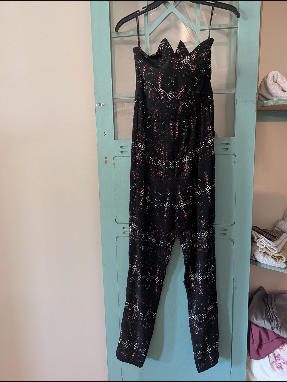 Jessica Simpson Black Strapless Patterned Jumpsuit